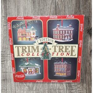 Coca Cola Trim A Tree 1st Edition Buildings 4 Pack  Boxed Set 1991